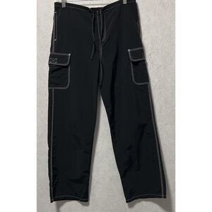 Body Wave USA Nylon Women's Or Juniors Black Cargo Pants White Thread Size L